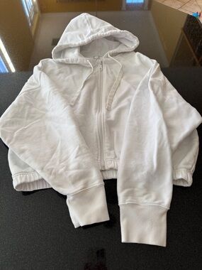 Offline Aerie White Zip-Up Hoodie with Hood